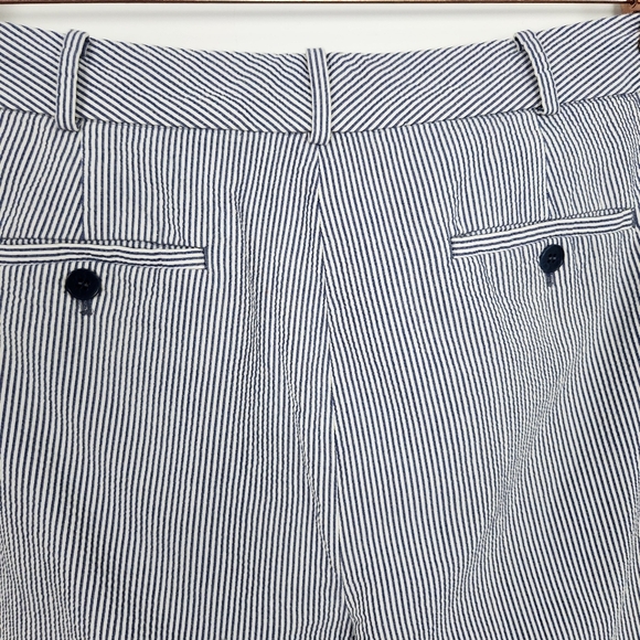 Talbots Cotton Curvy Seersucker  Ankle Blue Striped Pockets Pant Size 12 - Picture 9 of 9